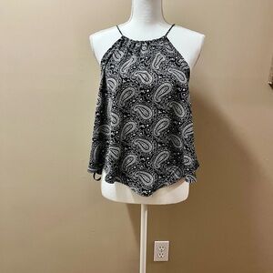 She + Sky Black and White Paisley Sleeveless Top Size Medium